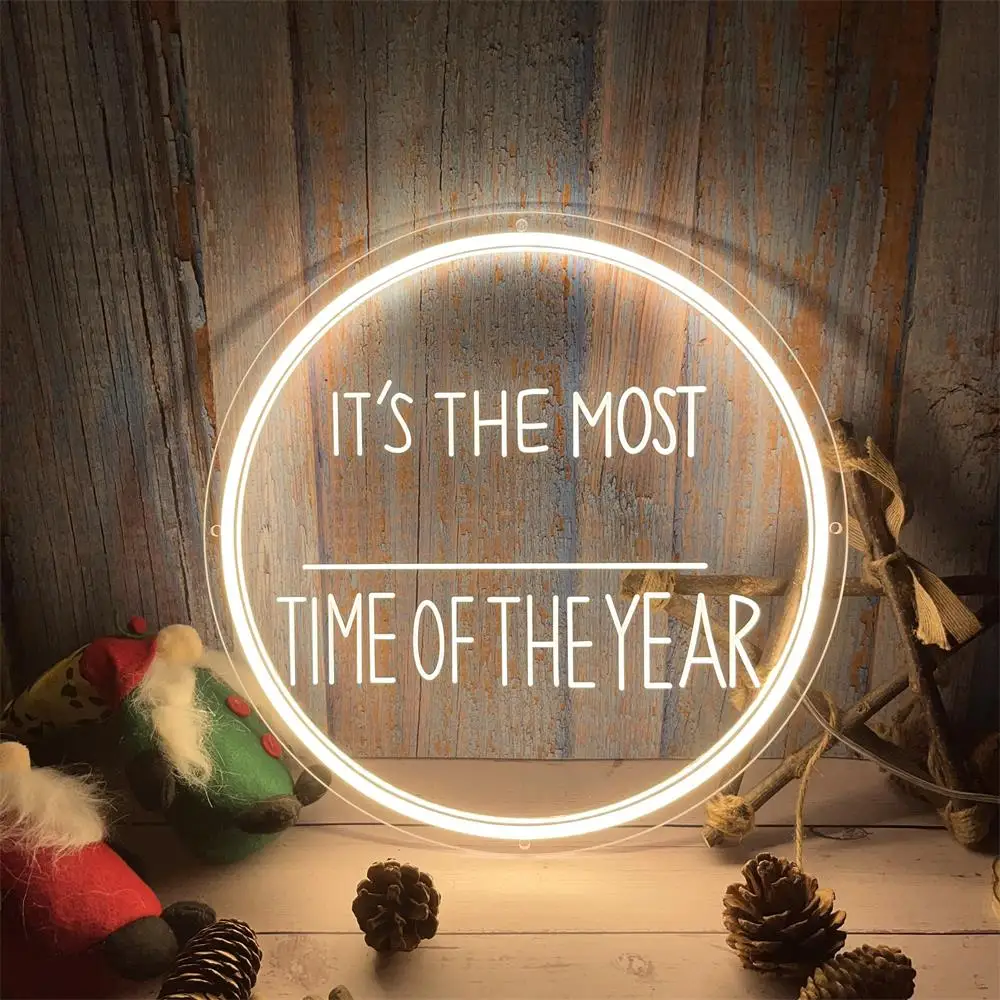 Custom It's The Most Wonderful Time Of The Year LED Neon Sign Light Christmas Halloween New Year Decoration Holiday Room Decor