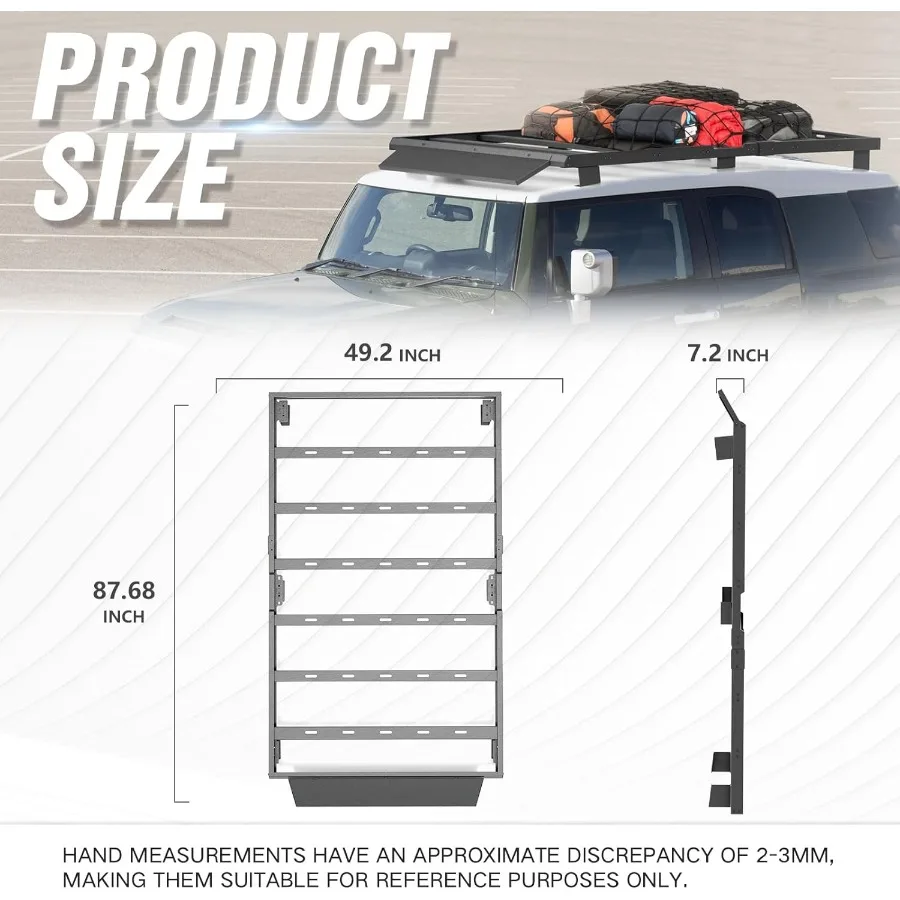 سلة شحن فولاذية شديدة التحمل لرف السقف العلوي للطراد متوافق مع 20072014 FJ Cruiser متينة لتخزين الأمتعة على السطح #5