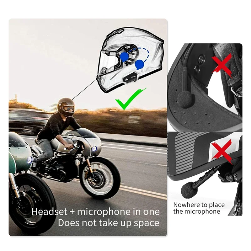 M01 Motorcycle Wireless Headset Bluetooth-Compatible 5.0 Helmet Hands-Free Telephone Call Kit Stereo BT