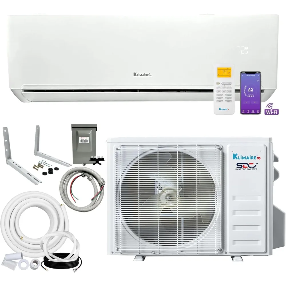 

9,000 BTU 23 SEER2 Wall Mounted Ductless Mini Split Inverter A/C Heat Pump System w/ 16’ Installation Kit & Wall Mounting