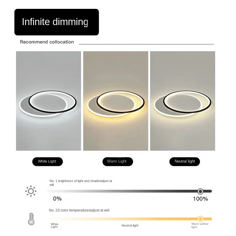 Imagem -05 - Nordic Led Ring Lâmpadas de Teto Acrílicas para Quarto Simples Moderno Preto Branco Sala de Estar Decoração Iluminação de Estudo