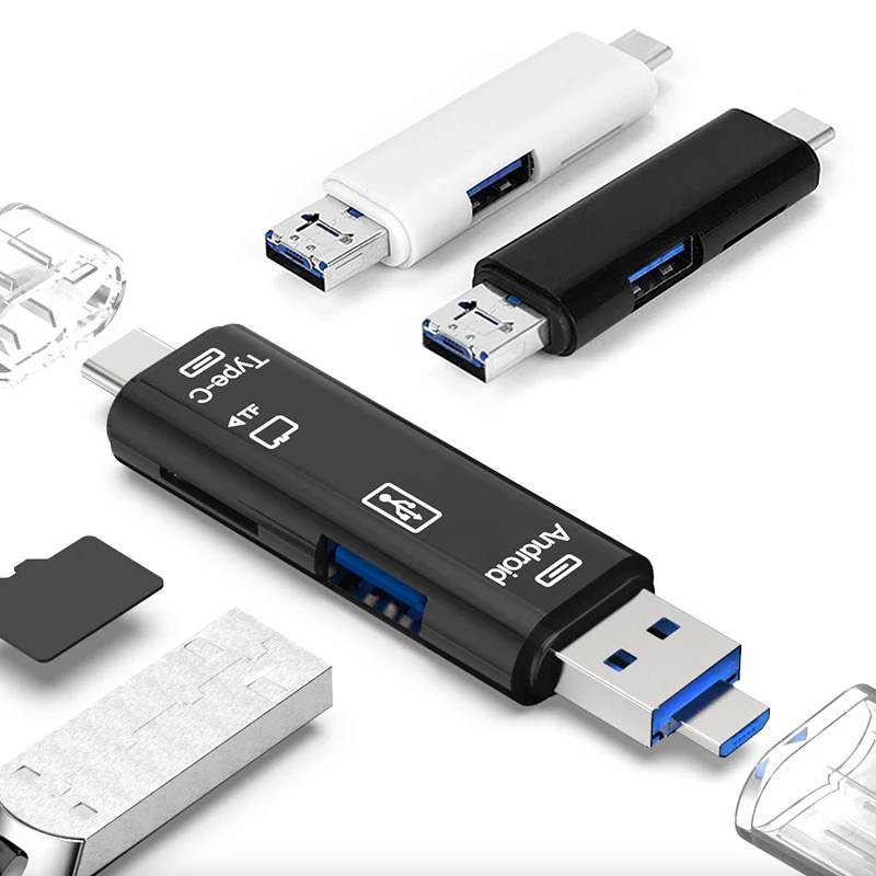 Usb 2.0 Card Reader Adapter Type C USB Micro USB Smart Memory TF OTG Card Reader Type C OTG Flash Drive Cardreader Adapter