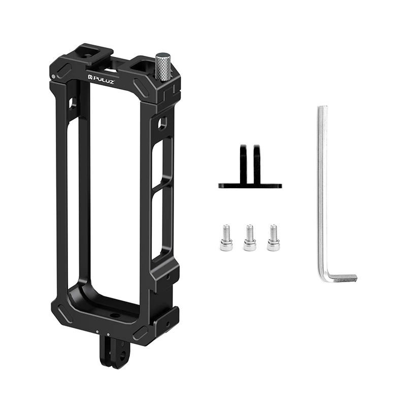 PULUZ Aluminum Alloy CNC Protective Cage For Insta360 X4 Housing Frame Case & Expand Cold Shoe Base & Tripod Adapter Accessories