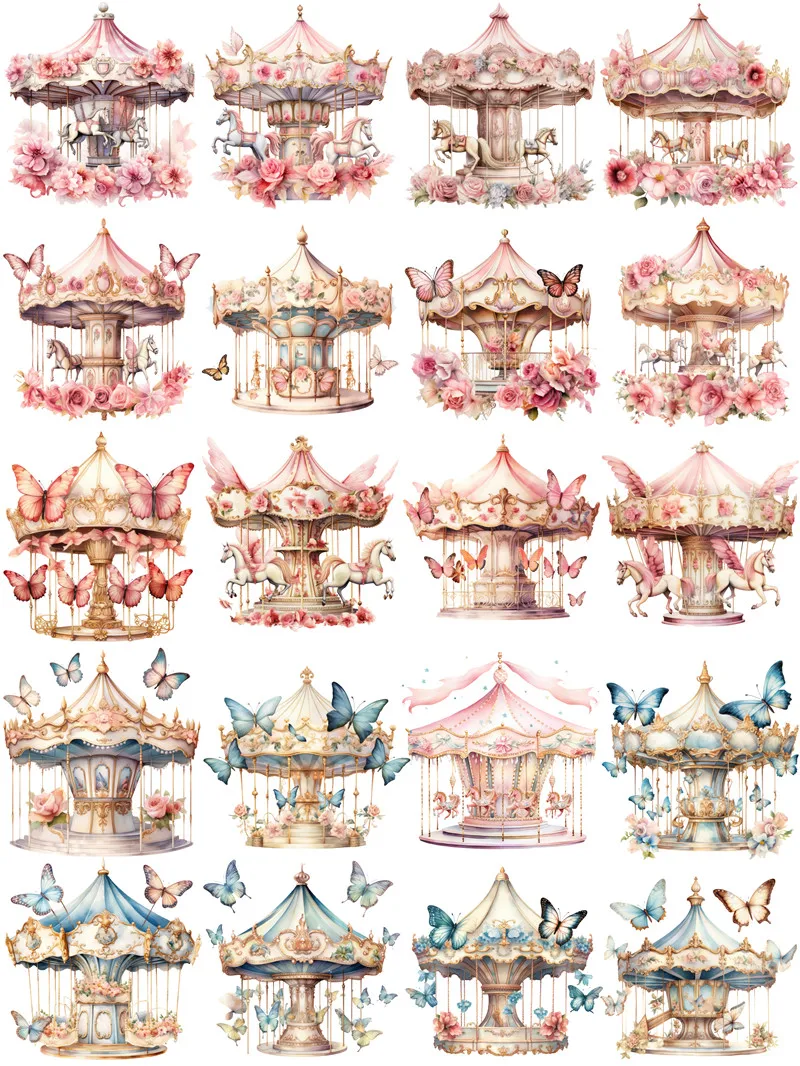 merry-go-round Stickers Crafts And Scrapbooking stickers kids toys book Decorative sticker DIY Stationery