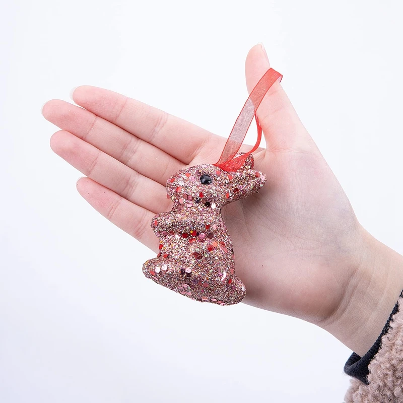 14 szt. Pianka wielkanocna brokat królik ozdoba brokat królik wiszący Ornament dla przyjęcie wielkanocne materiały dekoracyjne DIY prezent
