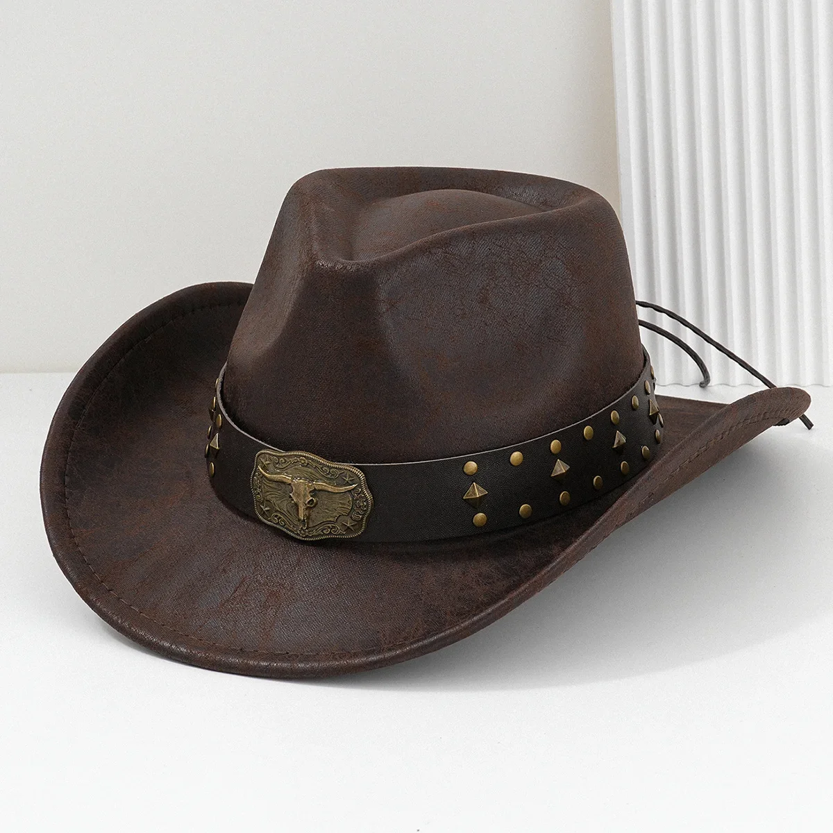 Western Cowboy Hat Belt Buckle Panama Hat for Men Women Faux Leather Vintage Gentleman Gorro Cowgirl Costume Jazz Hats