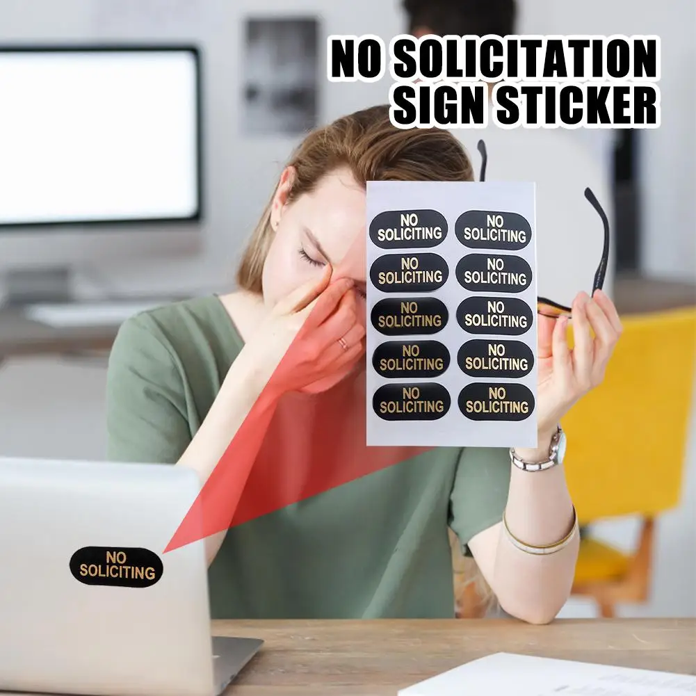 10/20pcs Small No Soliciting Sign For House, No Soliciting Sign For Home Tiny Size Weatherproof Sticker For Video Doorbell B8k6