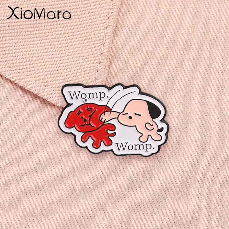 Cute Comic Dog Punch Enamel Pin Comedy Sad Trombone Womp Womp Cartoon Fighting Puppy Funny Ainmal Brooch Lapel Badge Jewelry Gif