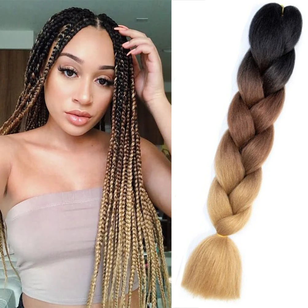 24 Inch Ombre Jumbo Braiding Hair for Women 1PCS/Pack Synthetic High Temperature Fiber Crochet Twists Box Hair Braids