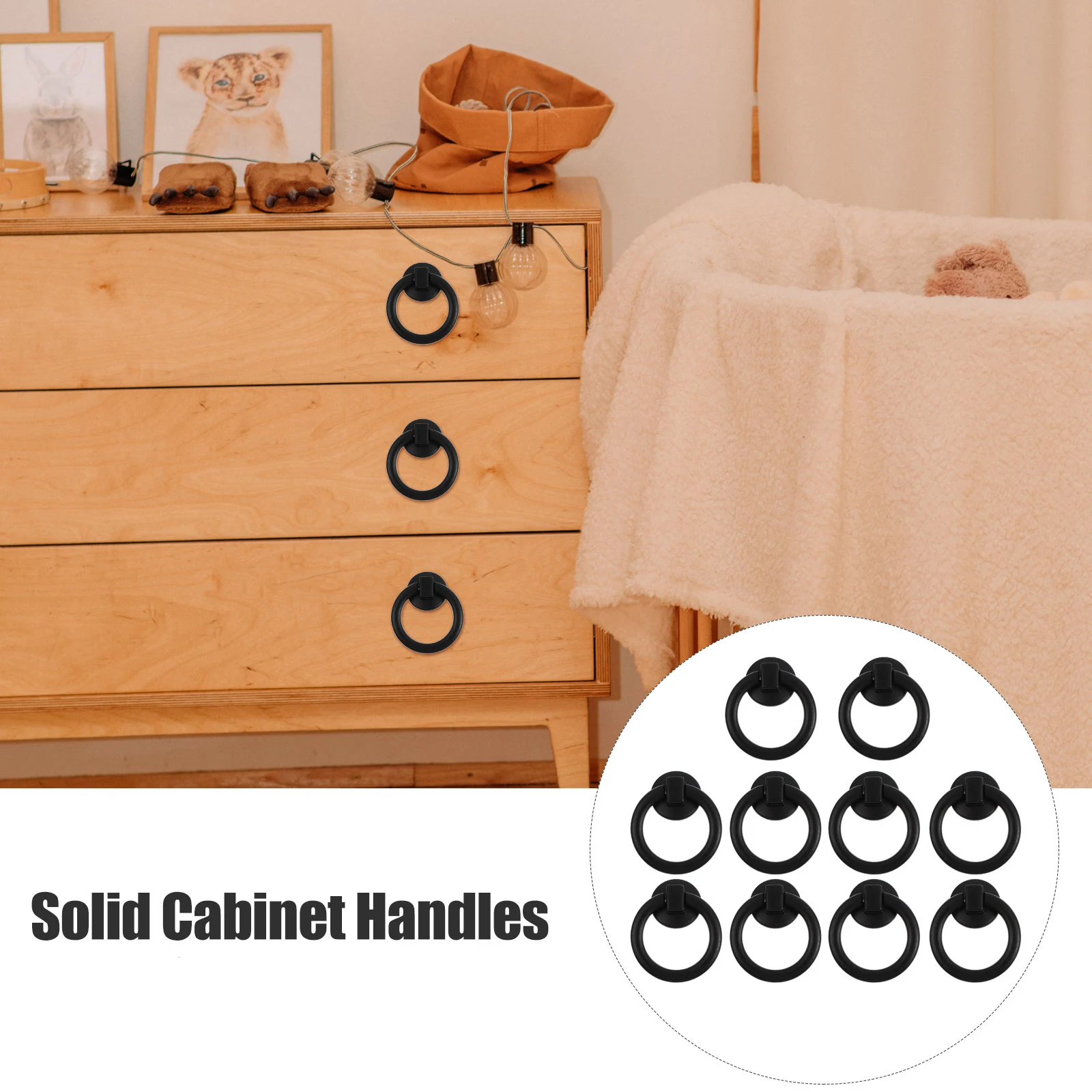 

10Pcs Single Hole Zinc Alloy Cabinet Pull Handles Solid Drawer Knobs for Closet Wardrobe Cupboard Durable Metal Furniture