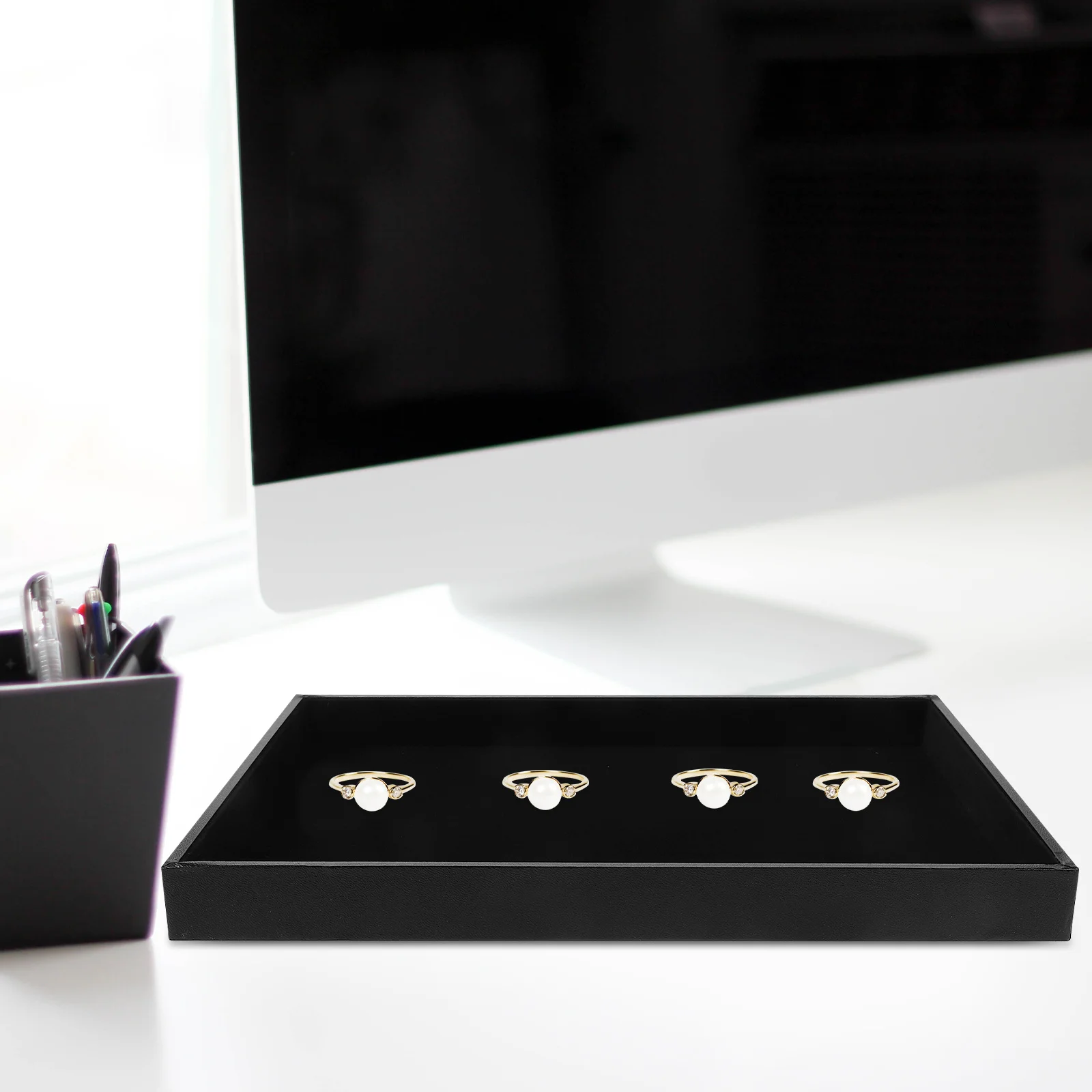 

Black Jewelry For Rings Earrings Necklace Display Holder Necklaces Bracelets Display Storage Organizer Drawer Accessory Case