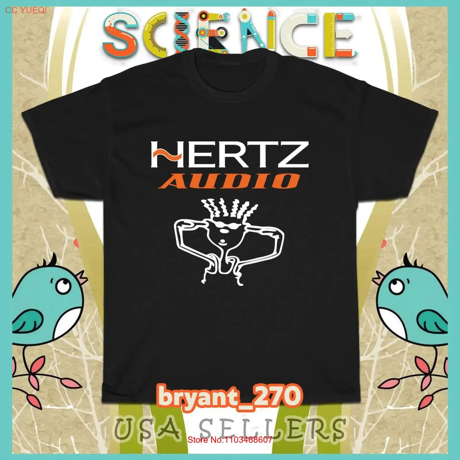 Hertz Audio The Sound Experience T-shirt pour homme, taille américaine, vintage, délavé, polyvalent, extensible, confortable, streetwear décontracté