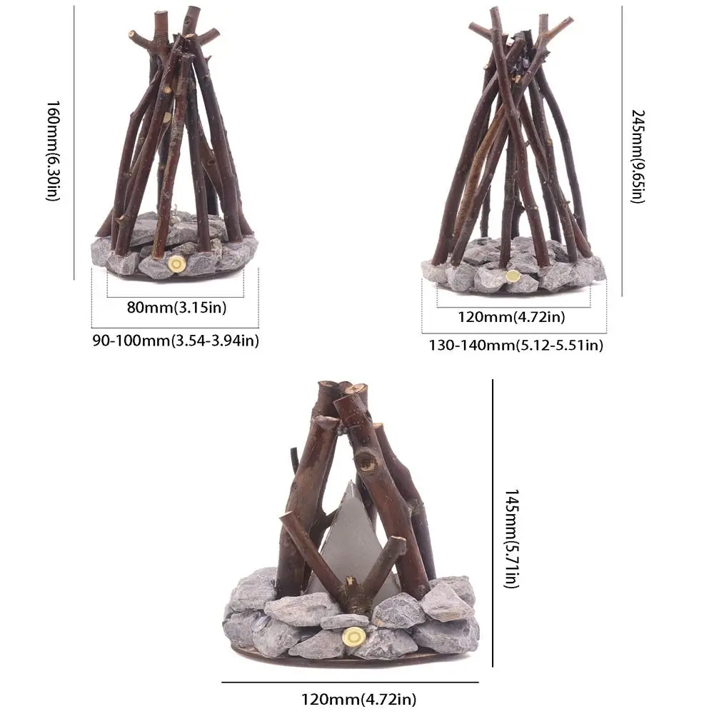 3D Flame Effect LED Bonfire Night Light Handmade Design Glowing Effect Handmade Tree Branch Branch Shape Burning Simulation