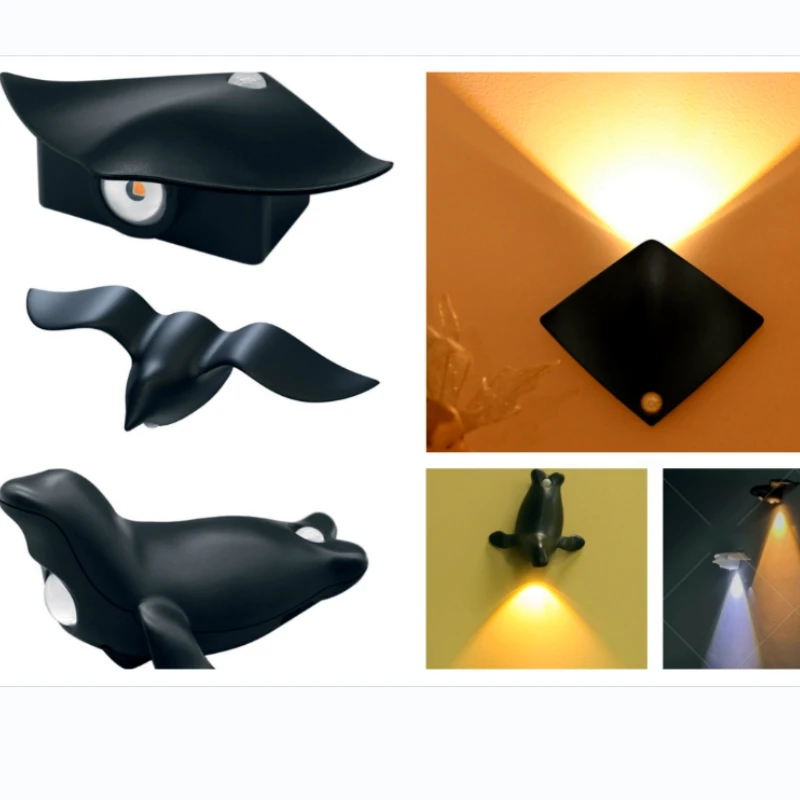 Lampa ścienna z czujnikiem w kształcie zwierzęcia, oświetlenie ścienne do przedpokoju/salonu, oświetlenie tła korytarza, nowatorska lampa ścienna.