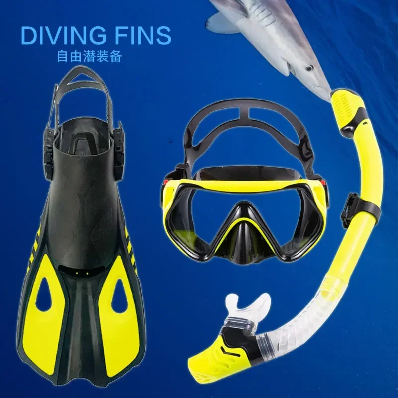 New Adult Snorkeling Sanbao Set Deep Diving Glasses Full Dry Snorkel Adjustment Short Fins Swimming Frogs