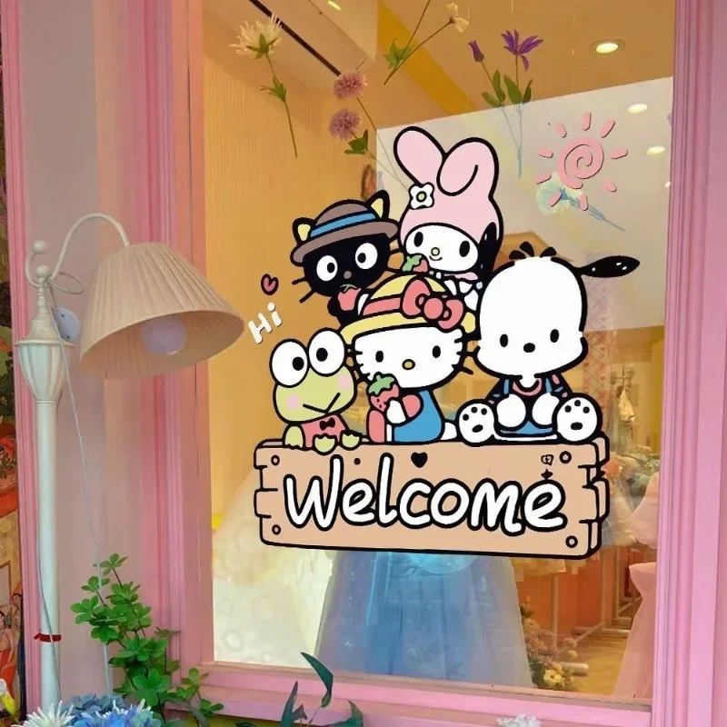 Sanrio Cartoon Cute Hello Kitty My Melody Pochacco Glass Room Decoration Motorcycle Car Scratch Blocking Stickers Wholesale