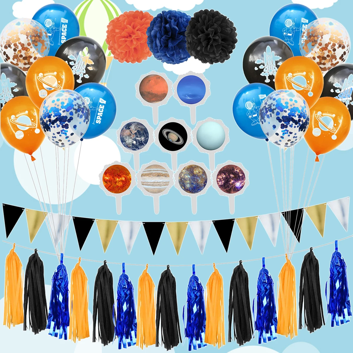 

30pcs Balloon Party Supplies 12 Inches Latex Decorations Birthday Festival Baby Shower Banner Tassel Flower Cake