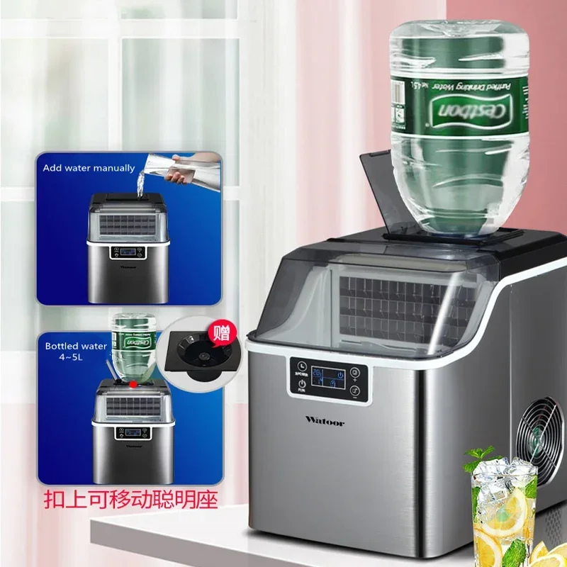 Countertop Ice Maker, Self‑Cleaning, 9 Cubes in 6 Mins, 26lbs/24Hrs Output, Multi‑Size Ice, with Scoop & Basket