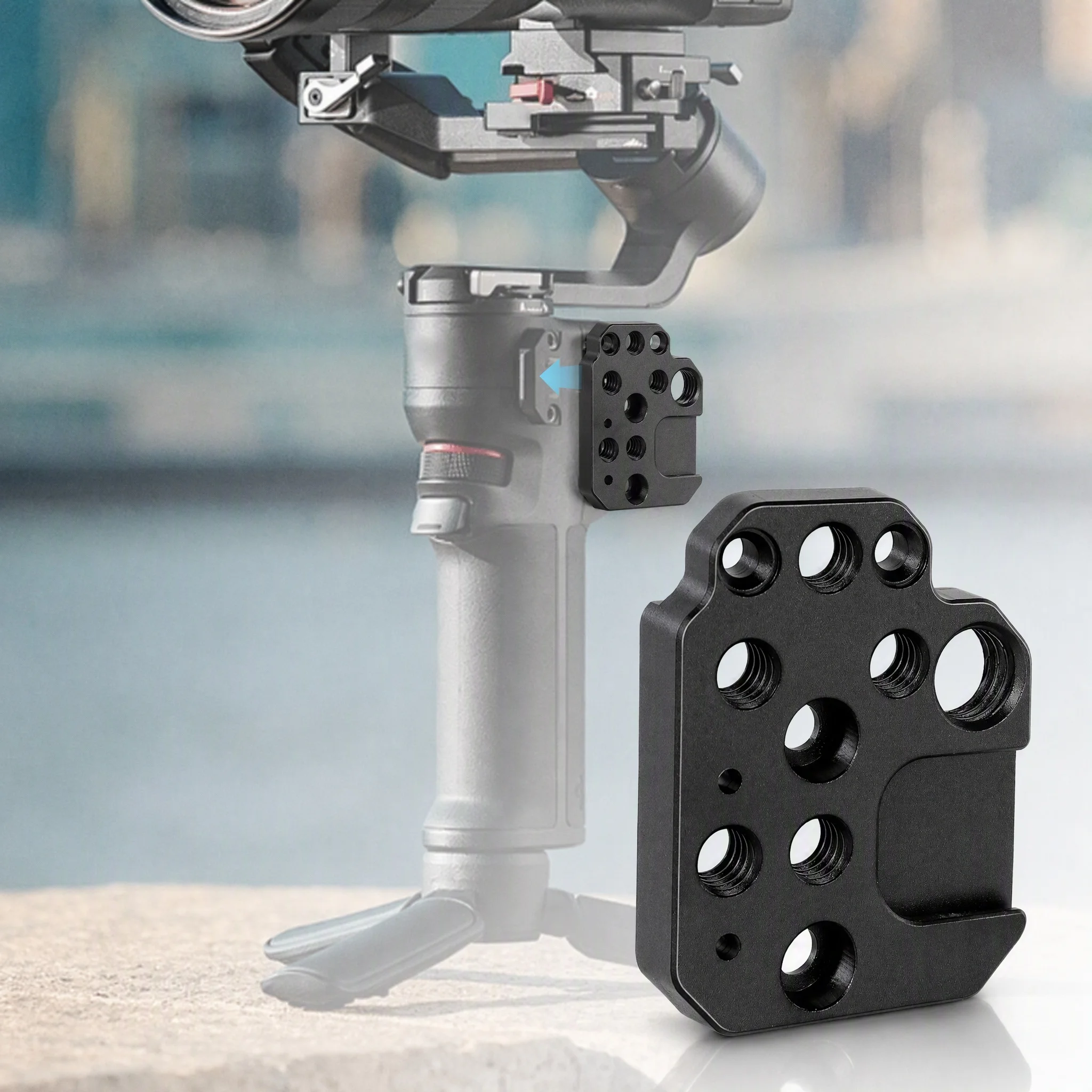 Aluminum Alloy Adapter Board with 1/4 3/8 Hole Cold Shoe Mount Stabilizer Extension Plate for Ronin RS3/RS2/RSC2/SC/S for Gimbal