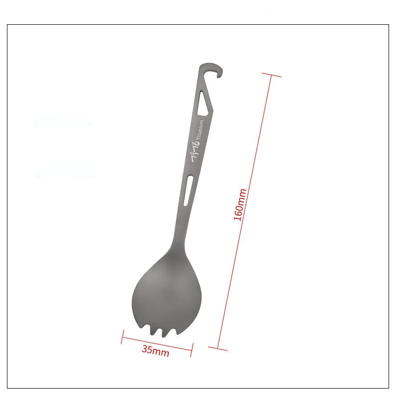 Ice Flower Surface Outdoor Spork Titanium Camping Flatware Pure Titanium Spoon Fork with Bottle Opener Travel Backpacking