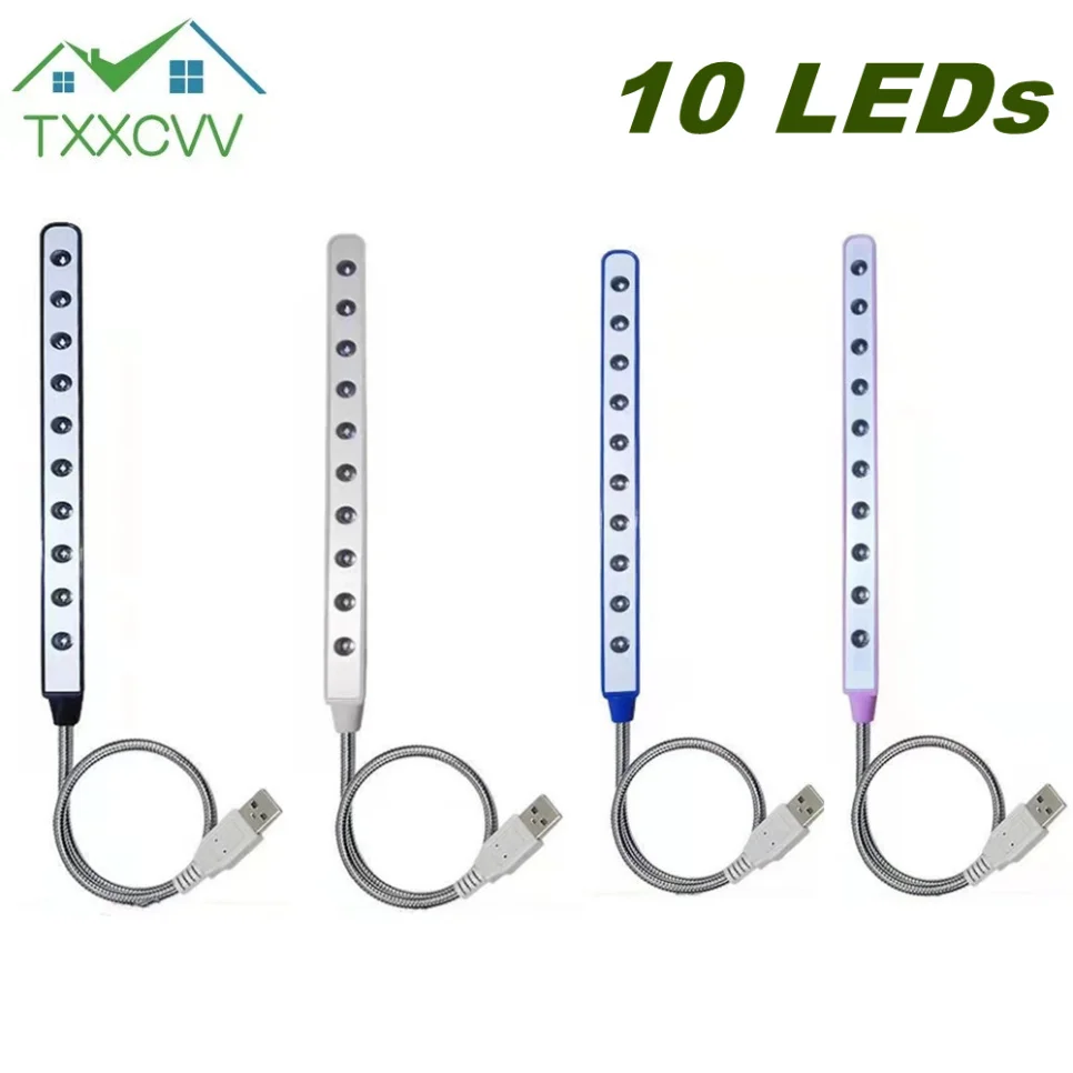 Usb 5V Led Leeslamp 10 Leds Mini Boek Licht Opvouwbare Camping Night Lights Tafel Lampen Voor Power Bank pc Notebook Laptop