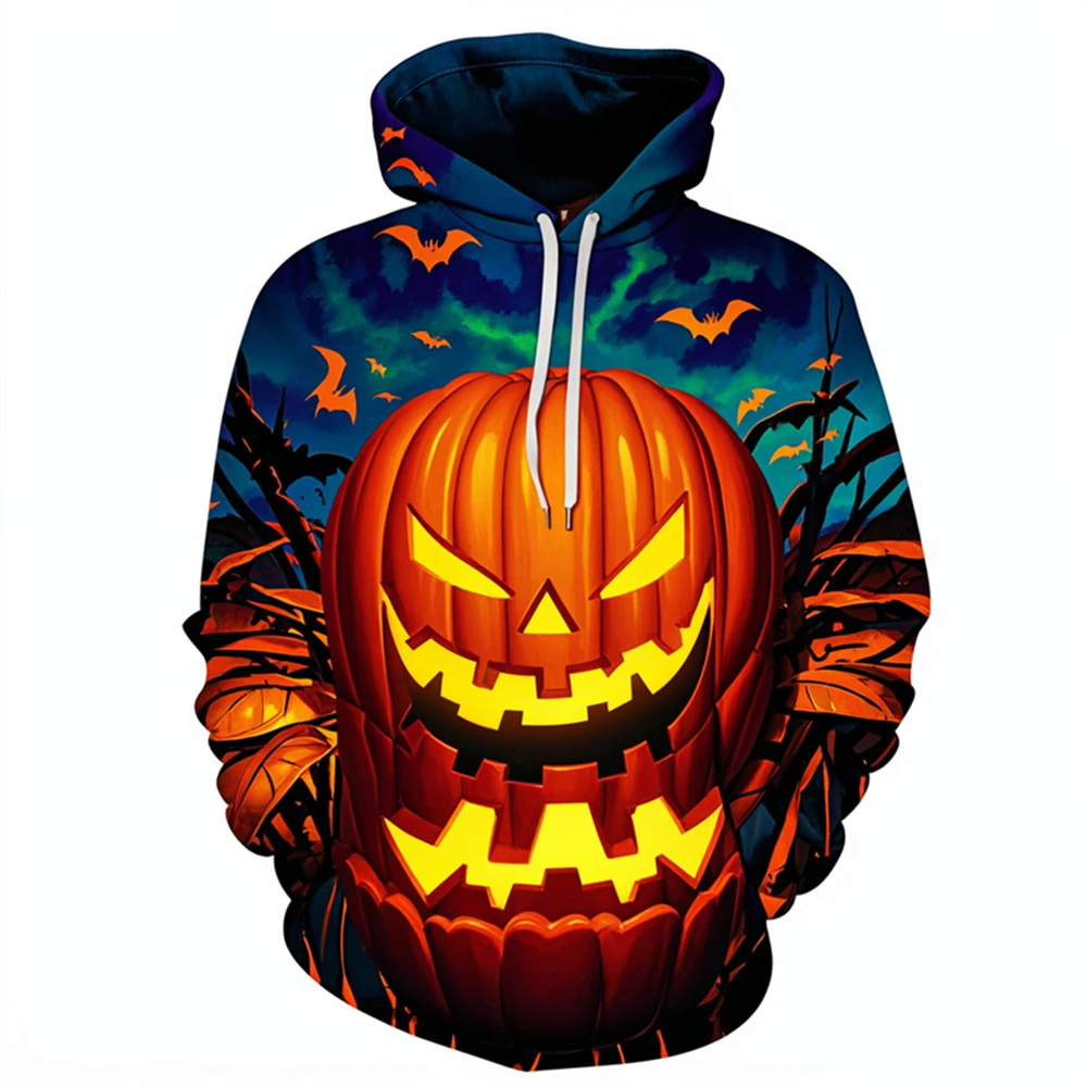 

Halloween Fashion Pumpkin Pattern Hoodie For Men Funny 3D Printed Long Sleeves Casual Sweatshirt Oversized Pullover Tops Hooded