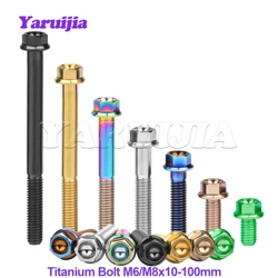 Yaruijia Titanium Bolt M6/M8x10/15/20/25/30/35/40/45~100mm  Flange Hex Head Screws for Bicycle Motorcycle Car Modification