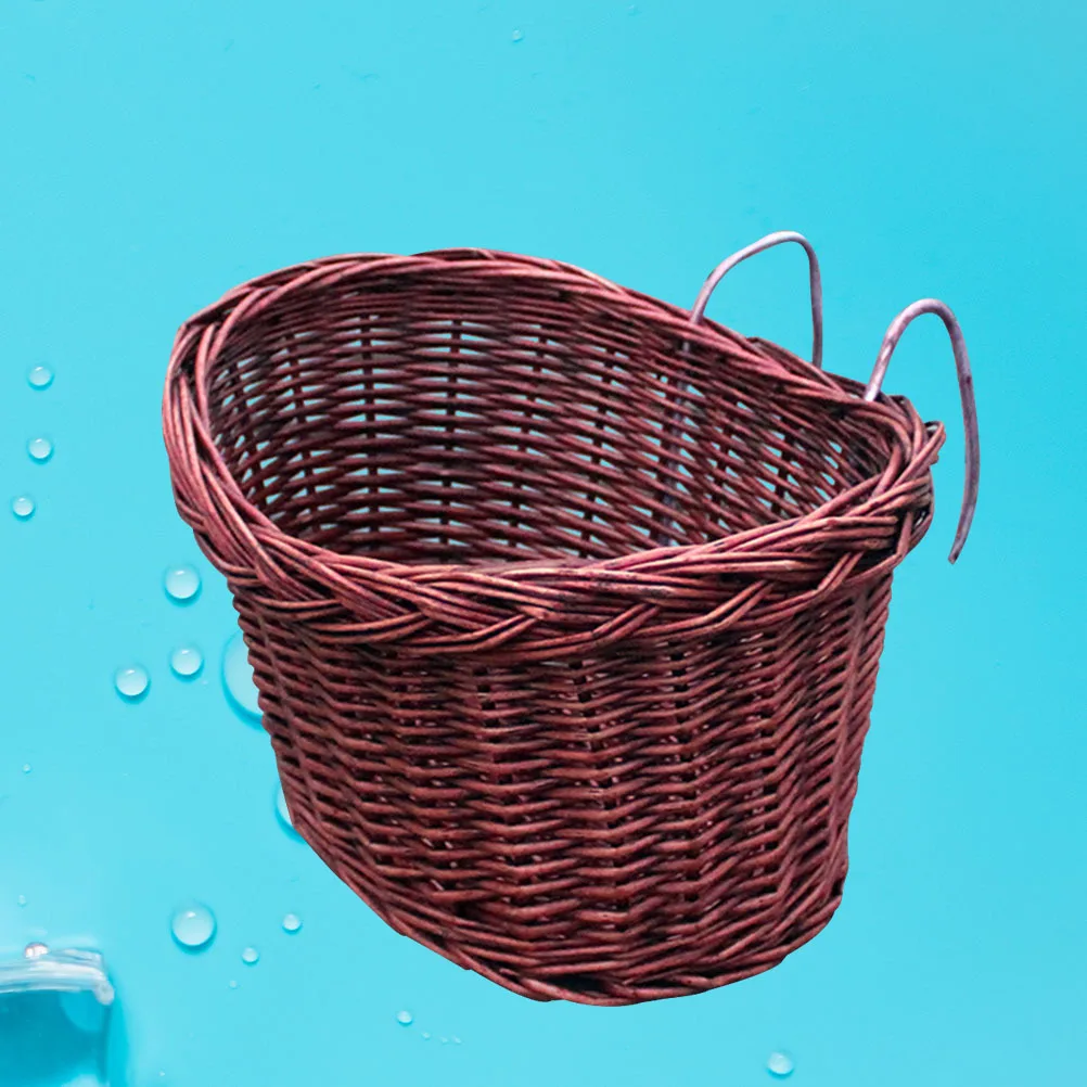 

Brown Willow Wicker Bicycle Basket Sturdy Heavy Duty Front Handlebar Storage Handmade Rattan Easy Attach No Tools Needed