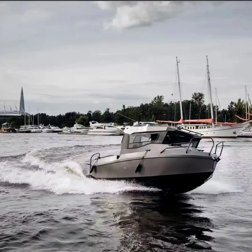 New Model 6.2m 20ft Blade Craft  Aluminum Boat Classic Swedish Axe Bow Design  Spacious Cabin with Diving Platform