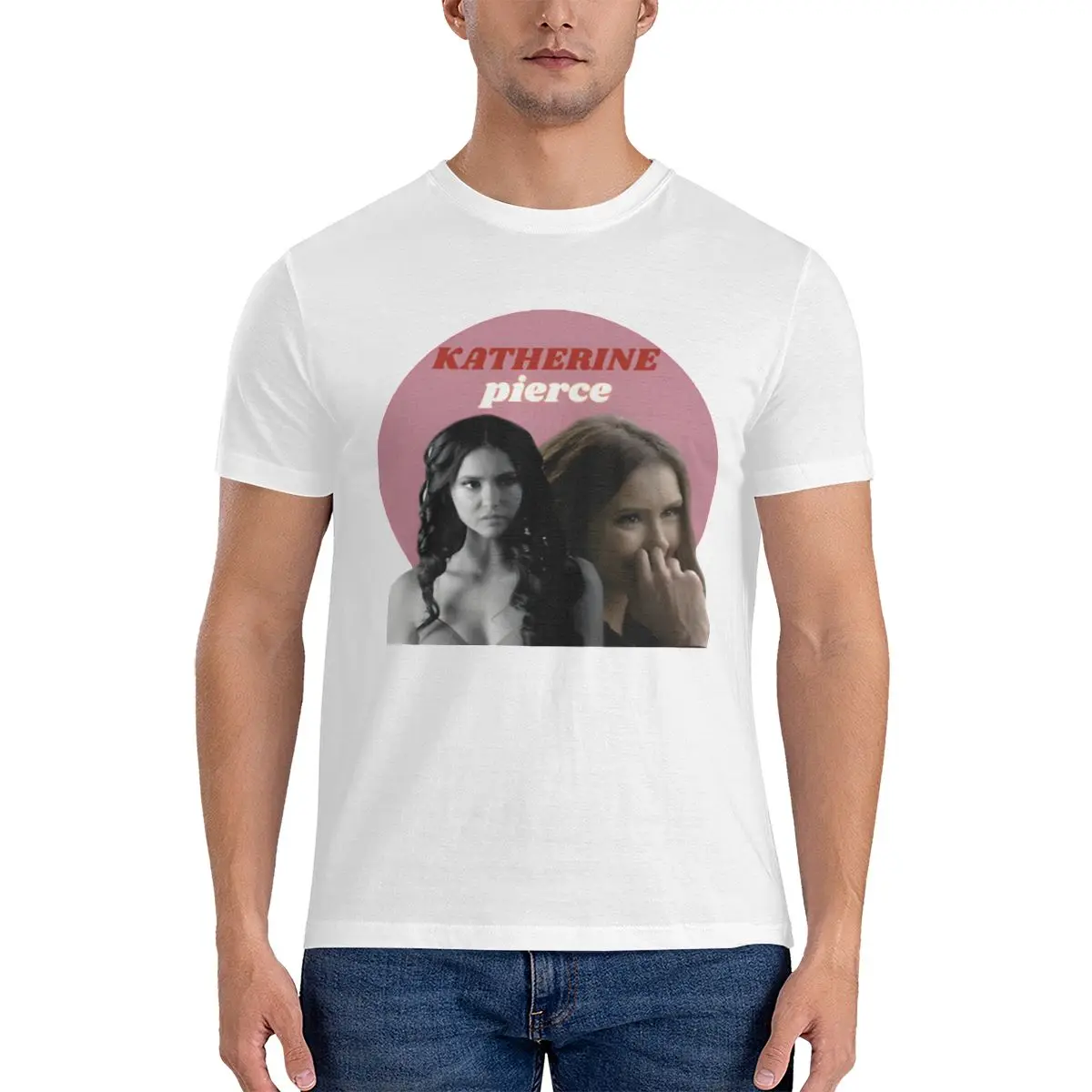 Men Katherine Pierce Nina Dobrev Tvd T Shirt Nina Dobrev Cotton Clothing Casual Short Sleeve Crew Neck Tees Gift Idea T-Shirt