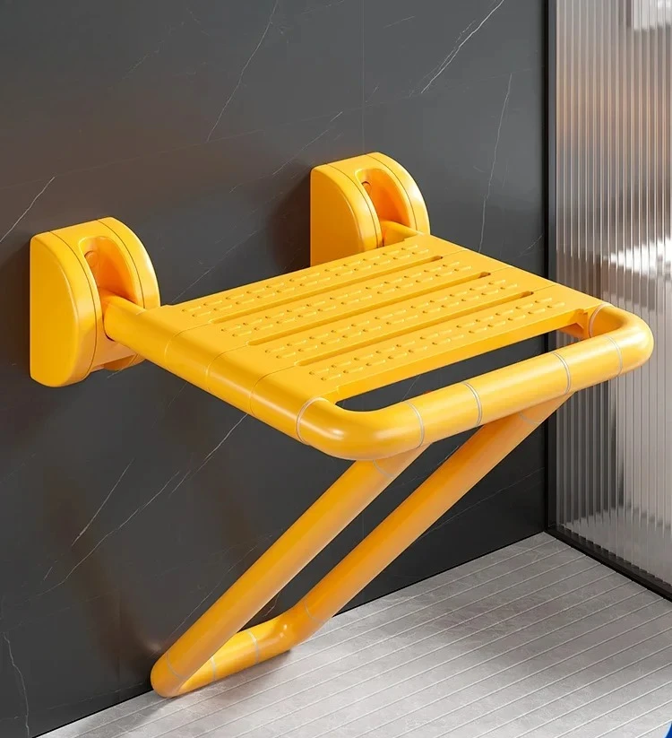 

Bathroom Folding Stool, Shower Seat, Wall-mounted, Non-slip Backrest, Punch-free Toilet, Elderly Bathing Stool