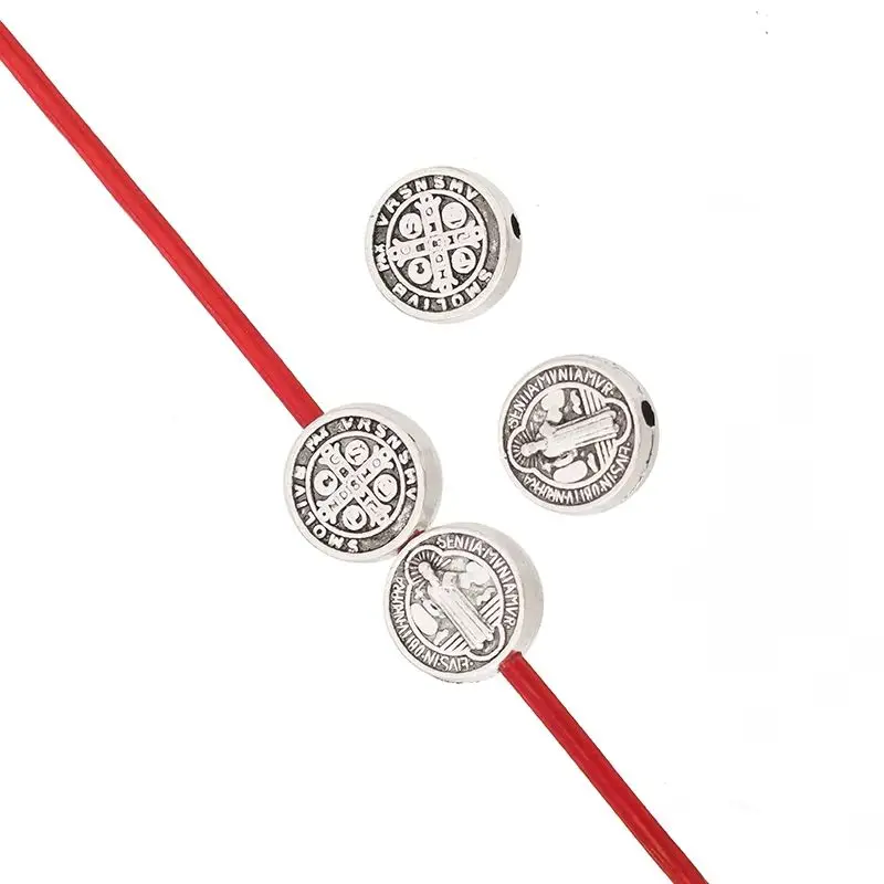 100pcs Small Saint Benedict Medal Crucifix Cross Spacer Beads for DIY Bracelet Jewelry Making Accessories