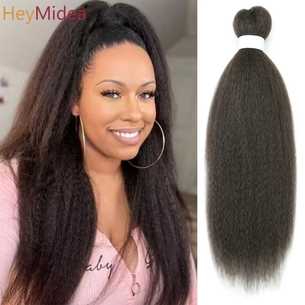 3PCS Vixen Cabelo Sintético Cacheado Kinky para Crochê, Liso Yaki, Extensões de Cabelo Marley para Tranças, Cabelo Ombre para Tranças de Crochê para Mulheres