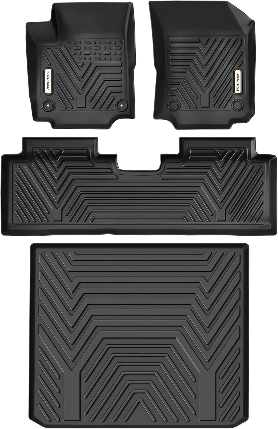 

Floor Mats Set for Chevrolet Equinox 2018-2024, Custom Fit Front & 2nd Seat Cargo Liner Set - Black TPE All-Weather Gu