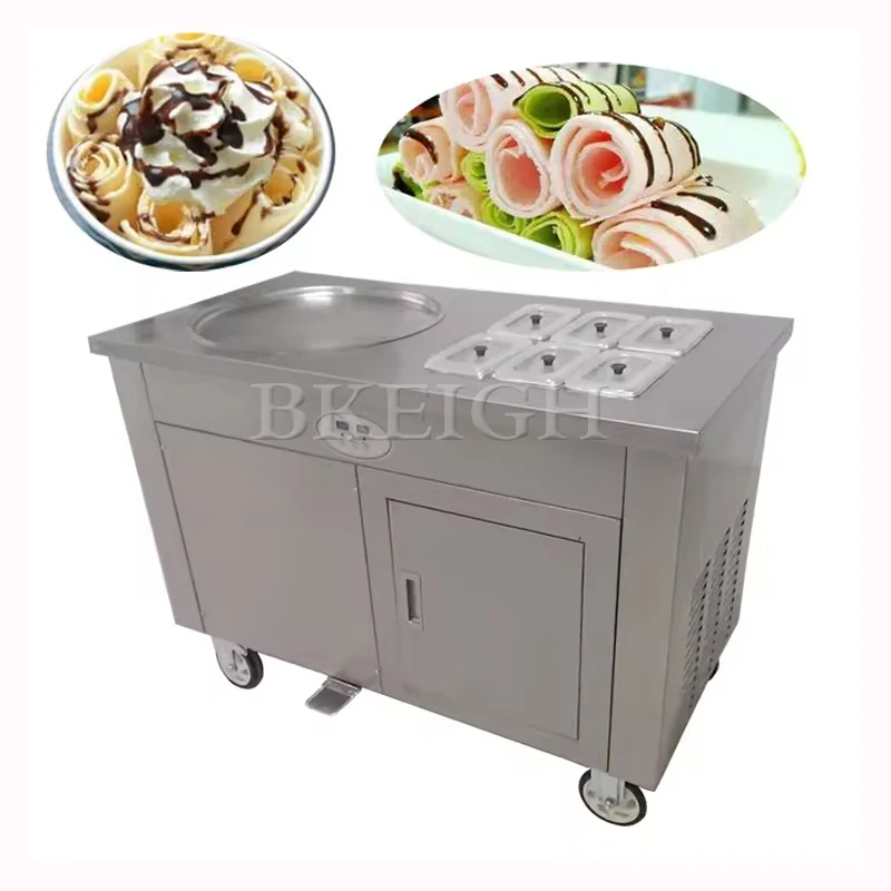 Efficient Commercial Ice Cream Roll Fryer, Stainless Steel Stir Fried Yogurt, Milk, Fruit Pan Machine