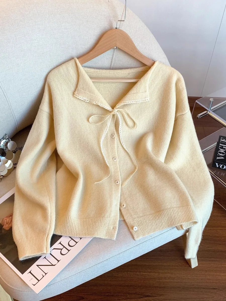 Suéter de Punto Suave y Acogedor Estilo Dopna con Fragancia Dulce, Color Mo Taro, Moda Otoñal, E y Juvenil, Cár...