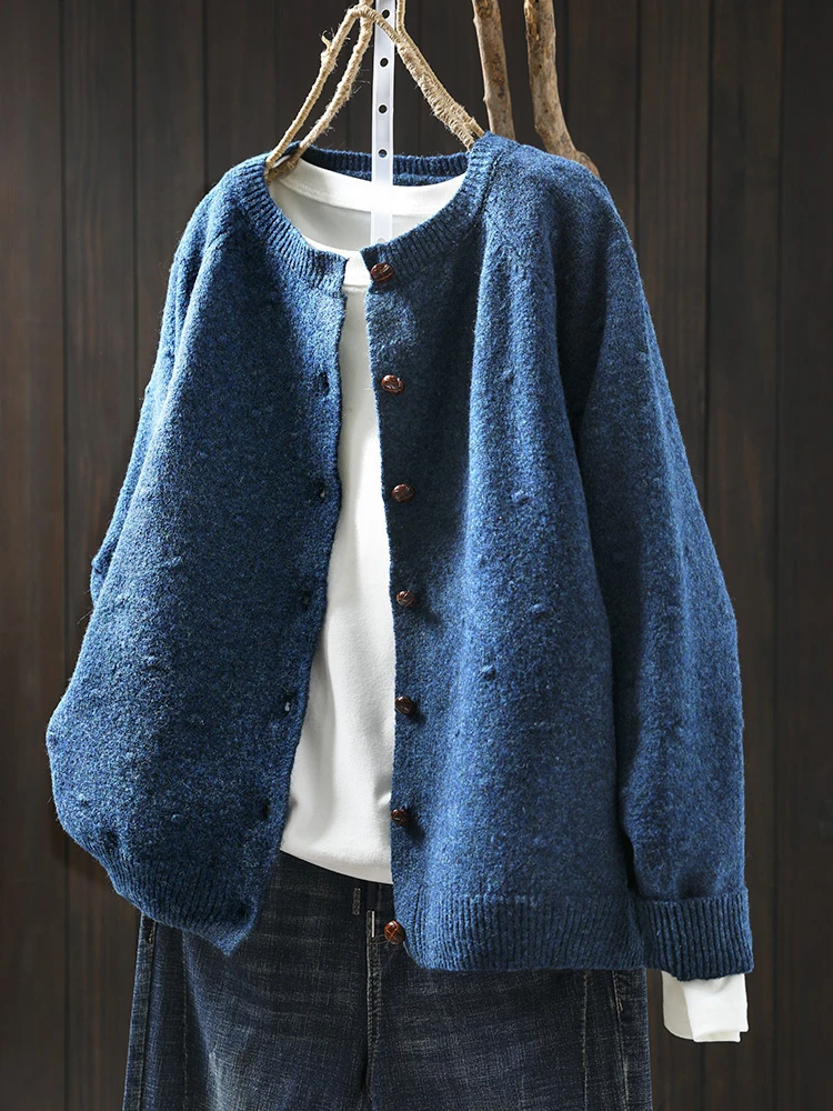 

Women Long Sleeve Sweater Coats New Arrival 2025 Autumn Simple Style Solid Color Loose Female Casual Knitted Cardigans T724