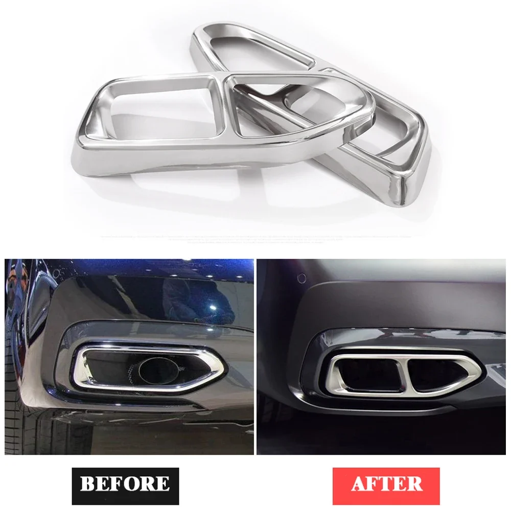 

Yubao 2Pcs Stainless Steel Tail Car Exhaust Muffler Pipe Tip Cover Trim For BMW 7 Series G11 G12 730 740 750li 2016 2017 2018
