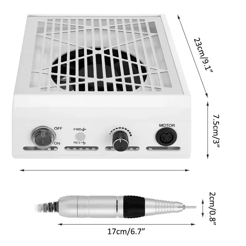 2 In 1 Profession Polisher Electric Manicure Nail Dust Collect Vacuum Cleaner Nail Table Dust Collector
