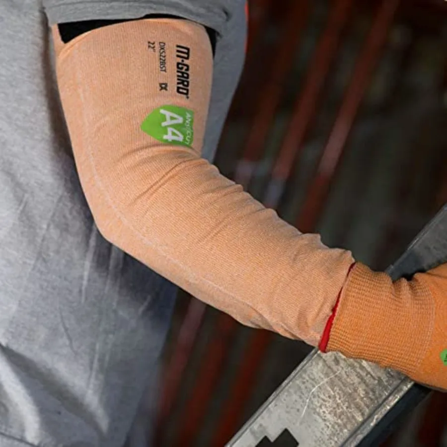 Cut Resistant Protective Arm Sleeves for Industrial Use, High-Density Polyethylene Material, Orange Color, Enhanced Grip and Br