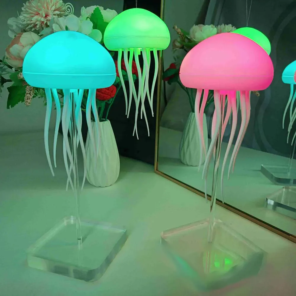 The jellyfish Atmosphere Light With Warm Light And Full -color Gradient Jellyfish Two modes 9 Can Automatically Rotate Tentacles