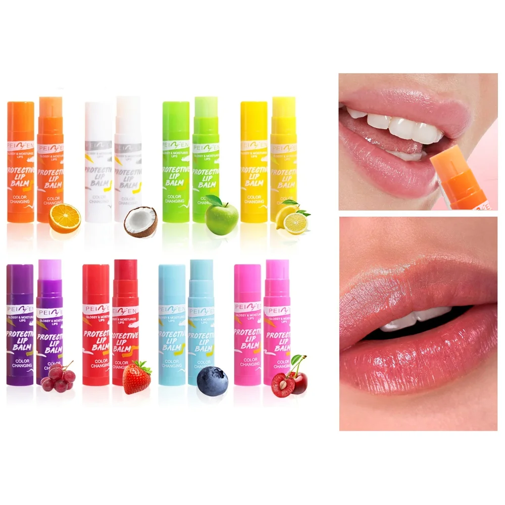 8 Bálsamos Labiales que Cambian de Color con la Temperatura, Hidratación Profunda y Duradera, Sabores Multifrutas, el Mejor Regalo para Chicas