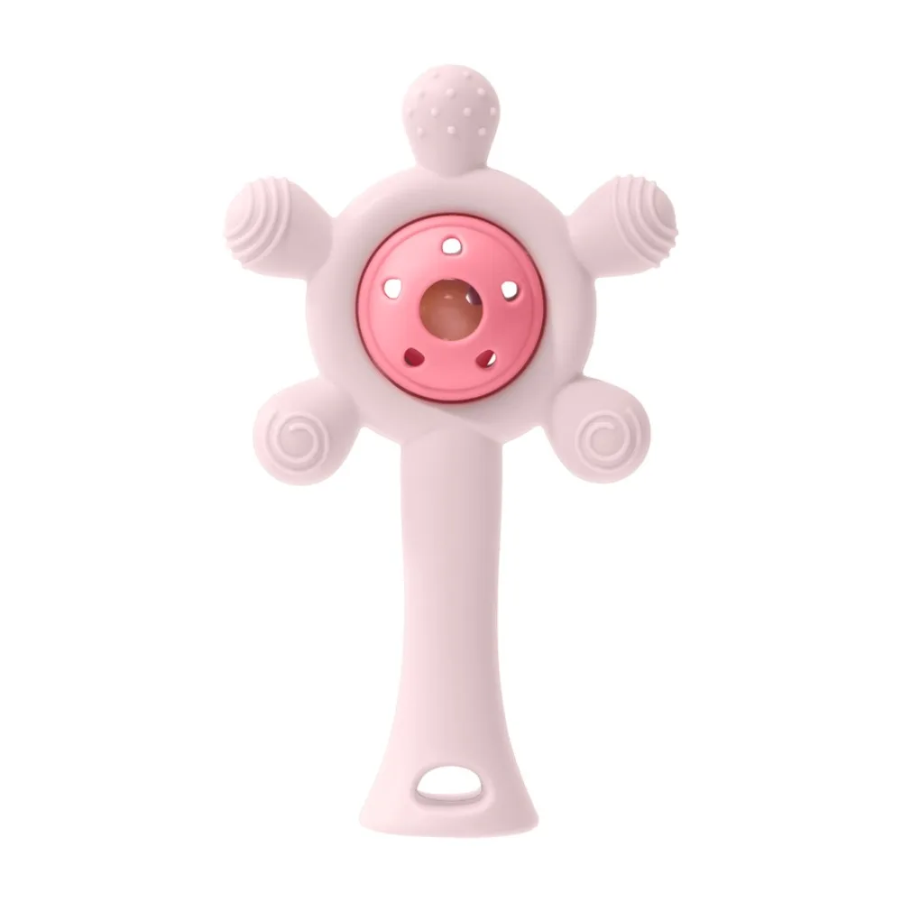 

Silicone Teether Toy Developmental Infant Grab Shake Teething Ring Sensory Toys Soft Wheels Shape Toddlers Teething Chewing Toy