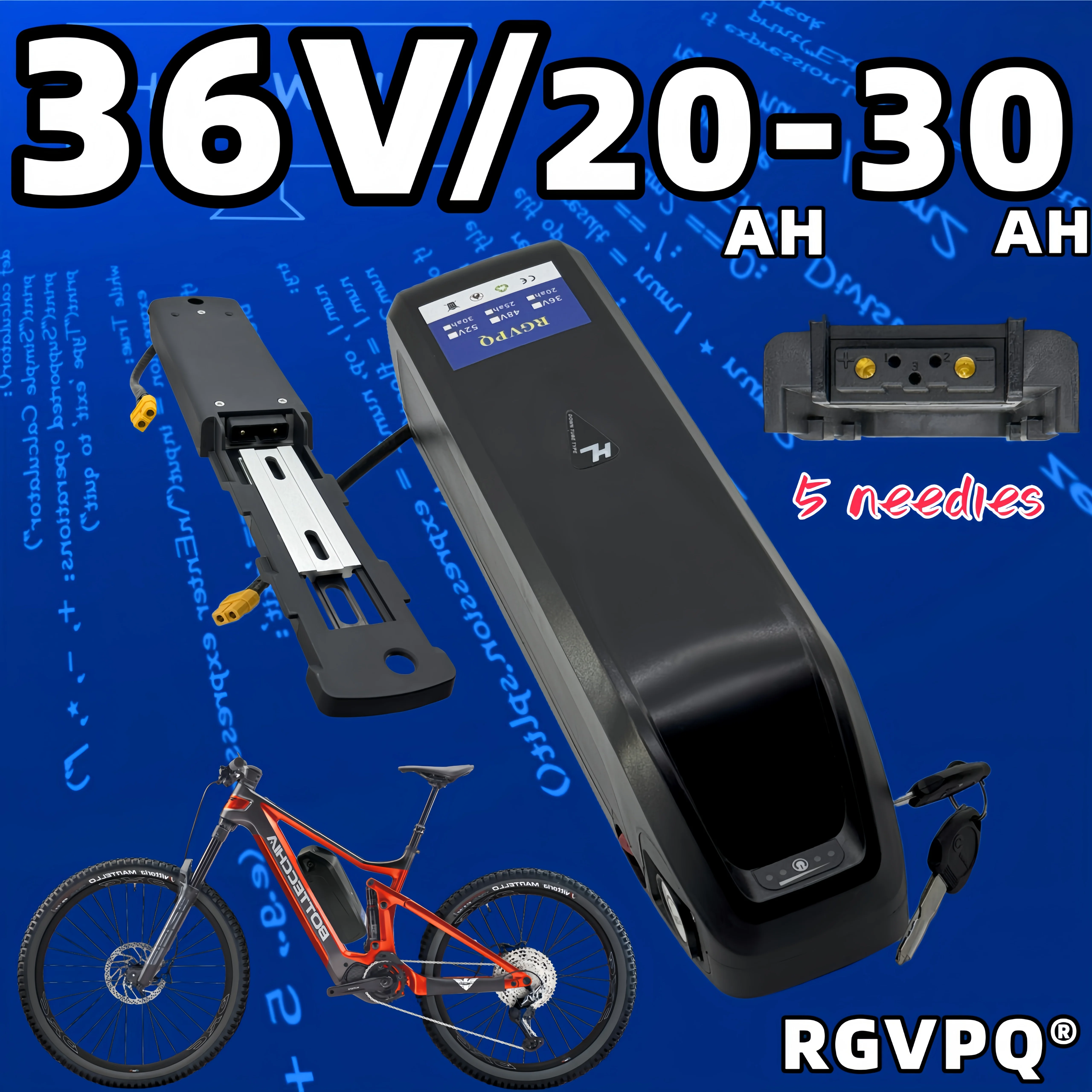 

Air freight, 5-pin Hailong 36v20ah lithium battery 18650 application 2000W bicycle crossbeam mountain power assisted bicycle