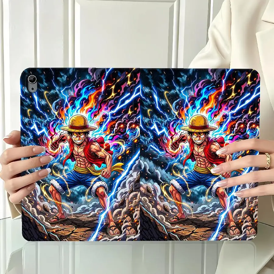 Cartoon Cute Ones Pieces Case for Apple iPad Air 11 13 M4 M3 M2 A16 2026 Pro11 13 10th 7/8/9th With Pencil Holder