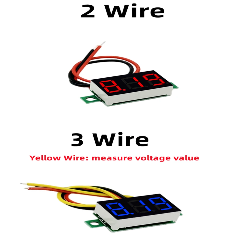 0.36 Red Blue Digital LED Mini Display Module DC2.5V-32V DC0-100V Voltmeter Voltage Tester Panel Meter Gauge for Motorcycle Car