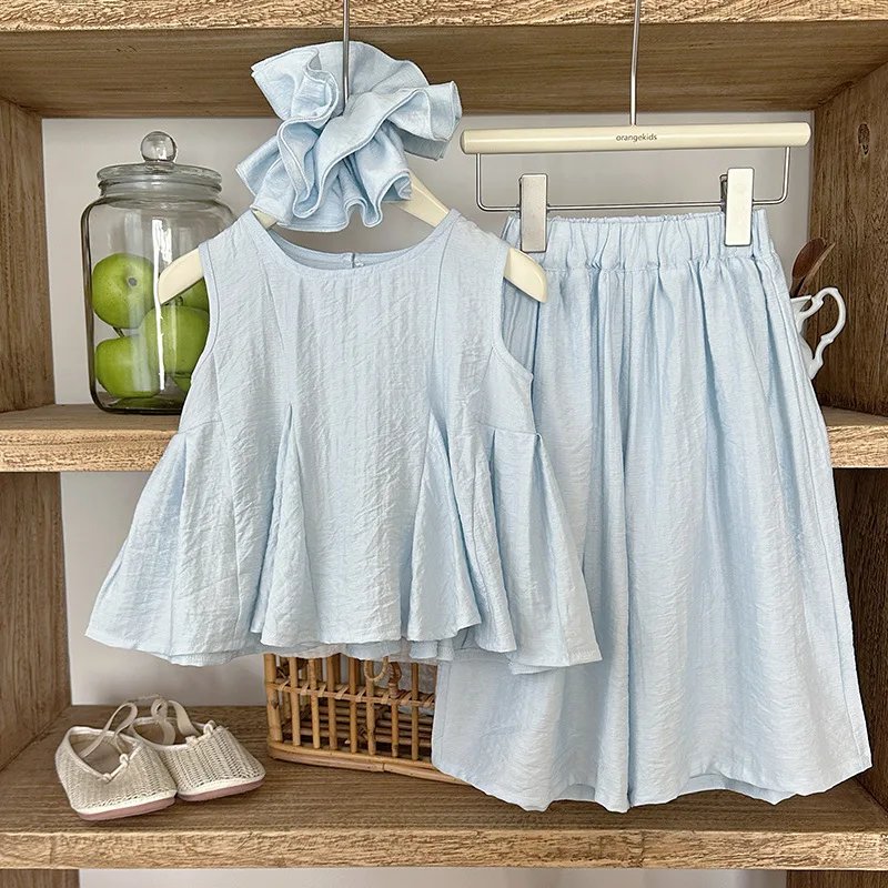

Vest Pants Set Casual and Fashionable Solid Color Simple All-match Summer New Sleeveless Vest Wide Leg Pants 2 Piece Set