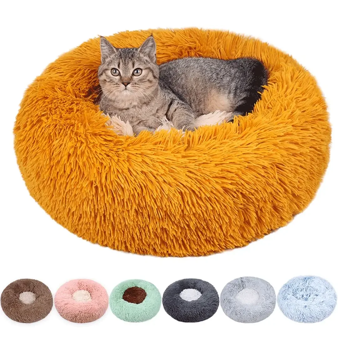 

Pet Dog Bed For Large Big Small Dog Cat House Round Plush Mat Sofa Dropshipping Winter Warm Gradient Blue Calming Bed Breathable