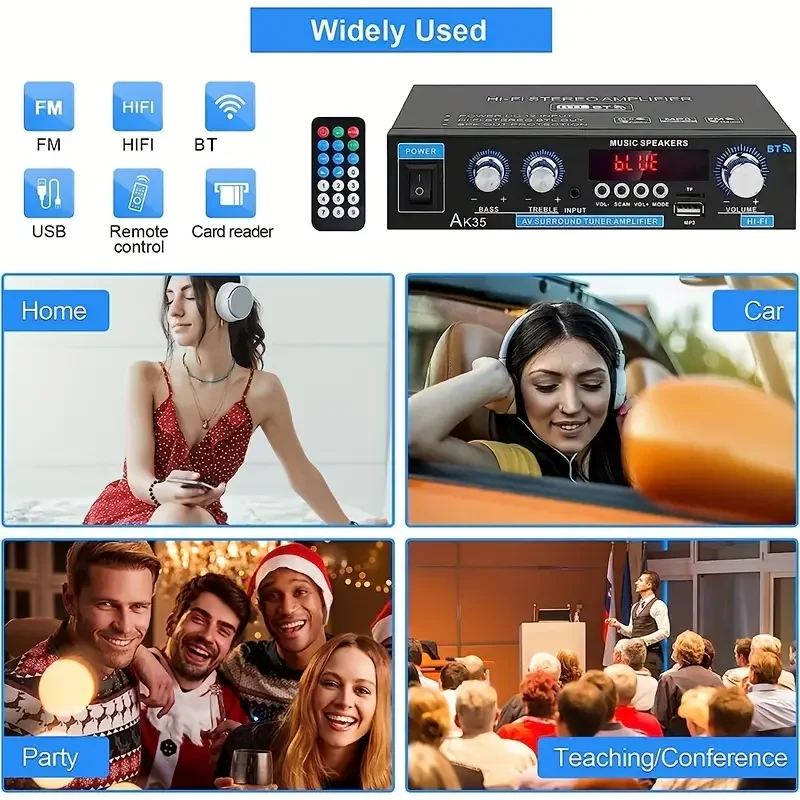 AK-35 BT 800W Stereo Audio Amplifier Home Wireless Digital Power Amplifier RMS 30W Max 2.0 Channel BT Audio Amplifier Receiver