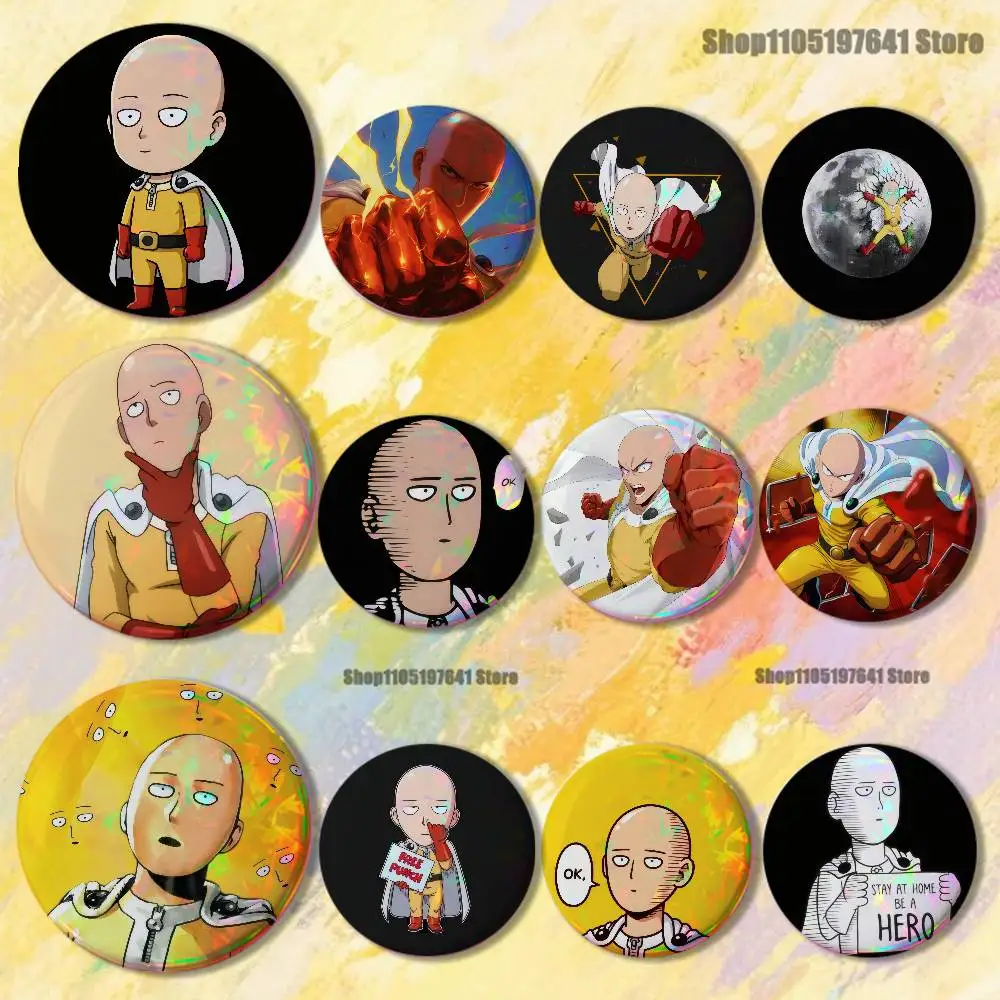 

P-Punch Man One Saitama Badges Button Round Creative Pin Brooch Badge Bag Decor Accessories Fans Collect Friends Gifts